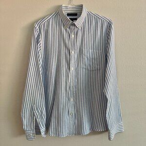 Banana Republic Untucked Slim Fit Striped Oxford Long Sleeve Shirt